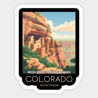 A Vintage Travel Illustration of Mesa Verde National Park - Colorado - US Sticker